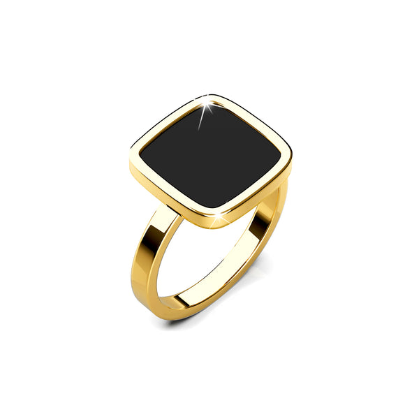 Zevon Solid Square Ring – Gold-Plated Statement Piece