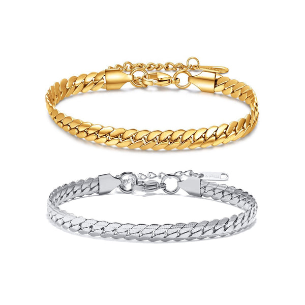 Premium Stainless Steel Snake Bracelet – Cuban Curb Chain | Unisex Modern Wristwear | Luxury & Durable Design