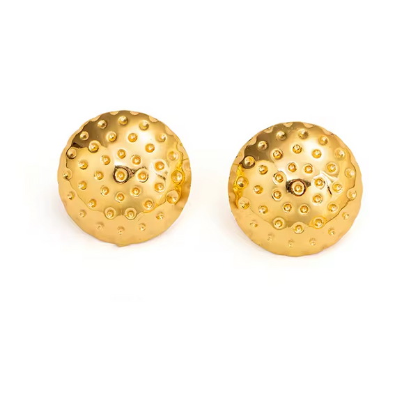 Dazan Autumn 18k Gold Plated Hypoallergenic Stainless Steel Boho Hammered Spherical Stud Earrings