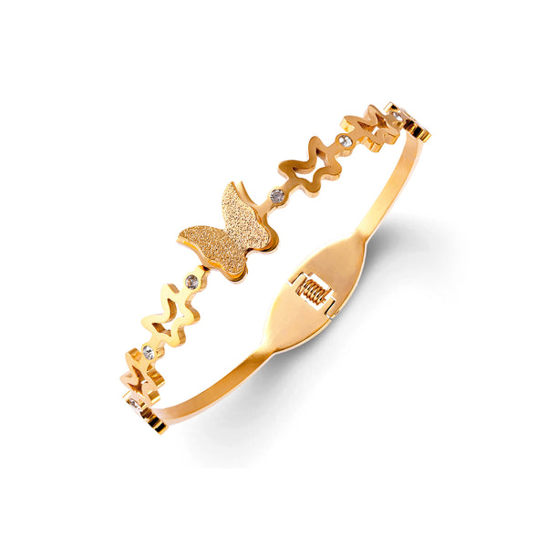 18K Gold Plated Butterfly Bangle or Bracelet with Sparkling Accents – Elegant and Stylish Jewelry