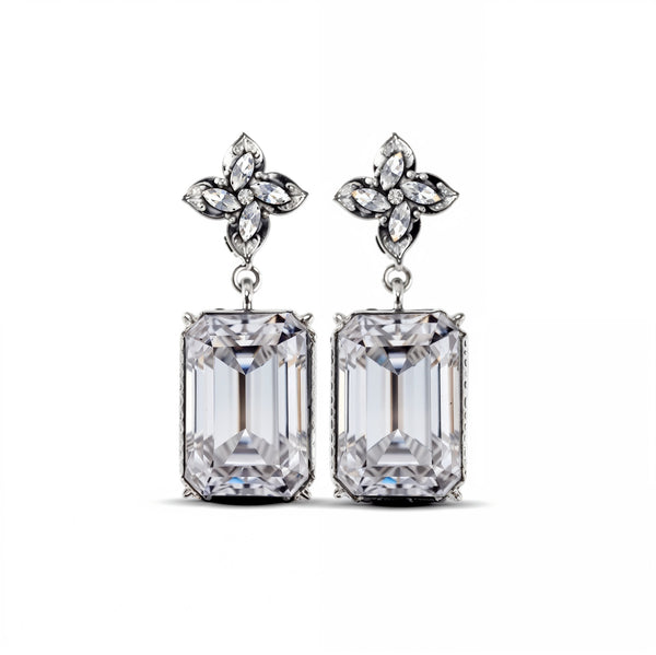 Luxury Crystal Drop Earrings – Vintage Silver-Plated Statement Jewelry for Women